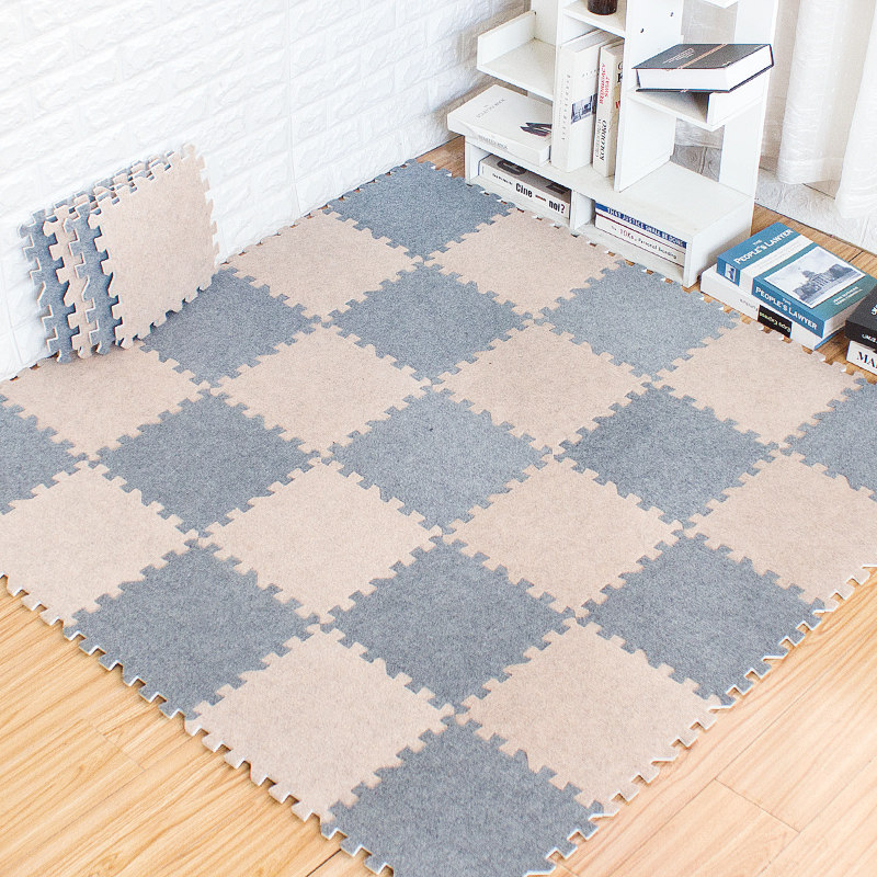 拼接泡沫地垫家用满铺客厅方块地毯卧室床边绒面毯子儿童爬爬垫子