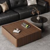 式 简奢组实木茶意几家用小户胡型简约现代桃木网红大小圆FCQ形茶