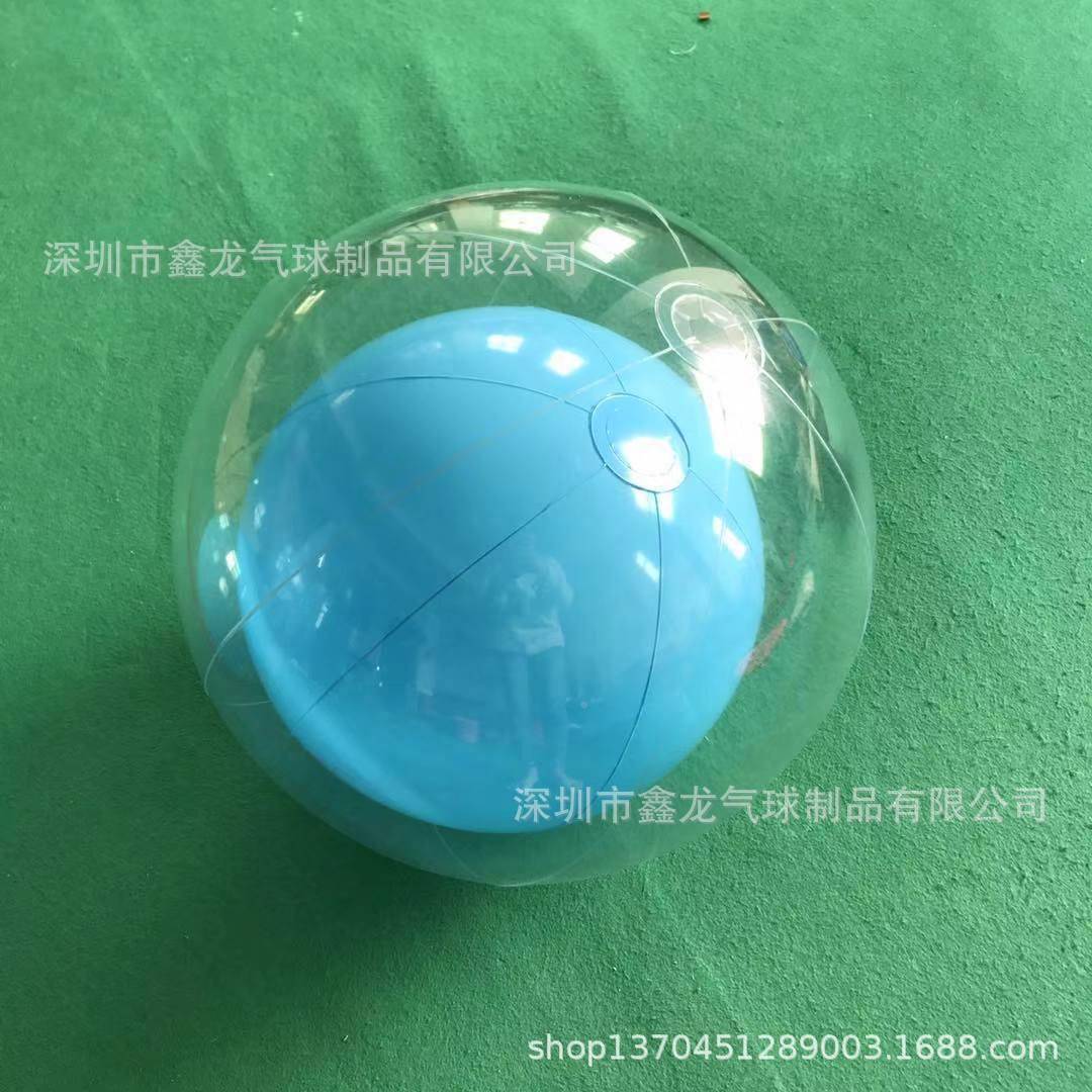 互loo动大球VC圆P球个性两层空心圆球充气透明蓝84064色双g层的气