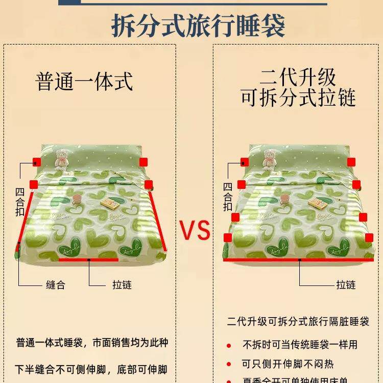 可拆分住酒店隔脏睡袋旅行游成人携床被套便式非单棉纯棉KSZ外出