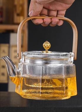 耐热玻璃锤纹角提UPU梁壶蒸煮玻璃壶电陶炉使水用创意八可玲珑壶