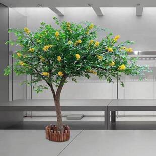 仿真416饰新款桂树大型室内假树树装酒店网花红道具造景落地摆件