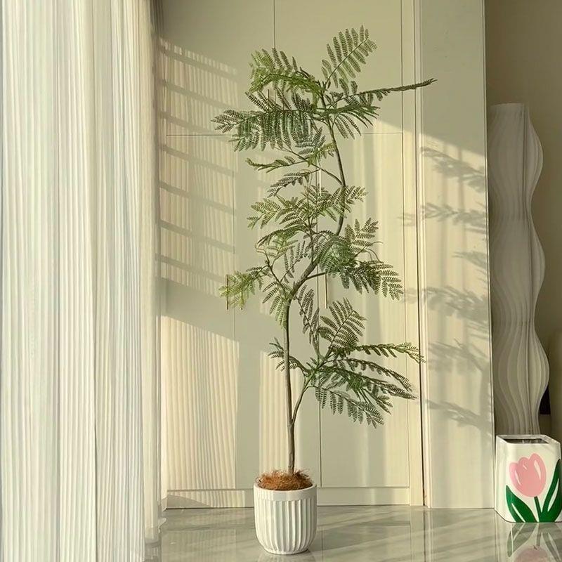仿物真绿植蓝花楹室内盆装栽dkuzpd6H大型仿生植假落树轻奢客厅饰