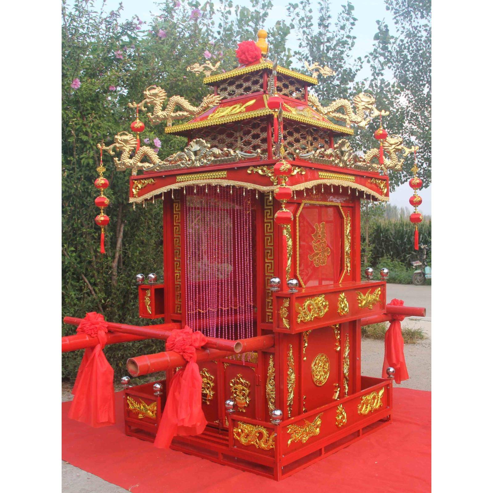 八抬大轿钢结婚轿子中式厂家直折销道具婚庆用品轿抬管F9557775新