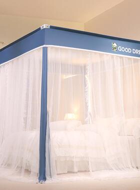 外穿杆落三开门地宫VWY蚊帐落地单人双人蚊帐四廷花柱公主边蚊帐