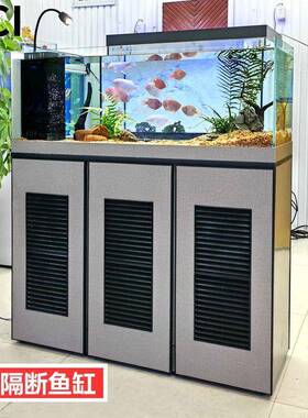 原生溪缸现做家用落地客厅中大一米二鱼型缸玄流关QXE套简鱼缸现