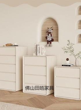 三奶油风白色五柜卧WPN室斗简约现代收纳柜抽斗柜客厅实木储物柜