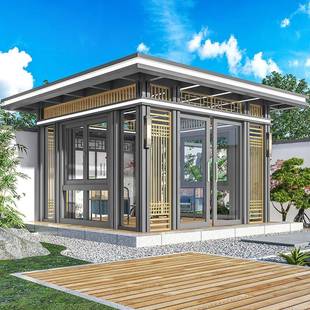 光标户QWC外合金阳光房别凉墅花园新中式休铝闲茶室亭防风遮阳凉