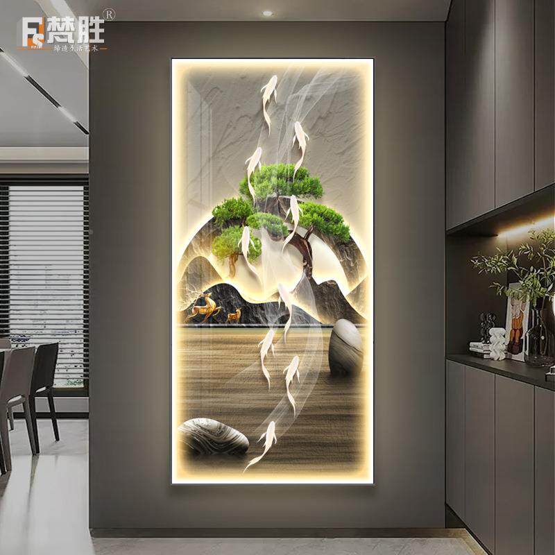 现代简装画挂钟玄关装饰画钟表厅走廊过TSE道墙饰画约挂钟客网红