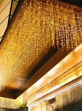 园太阳能户ZRN外防水围瀑布花灯庭院灯带装饰氛彩灯阳台窗帘冰条