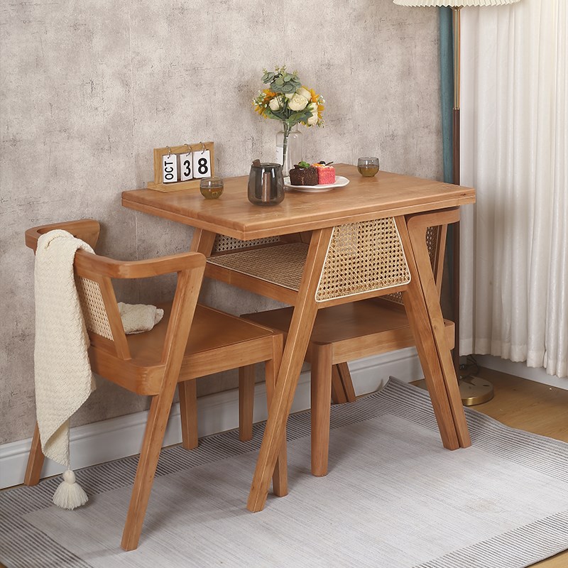 阳台茶桌椅组合三件套2024新款实木藤椅一桌二椅休闲看书喝茶桌椅
