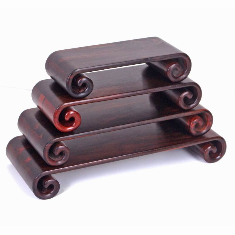 红木书卷底座茶壶茶具工艺品摆件实木底托 红酸枝长方形复古木托