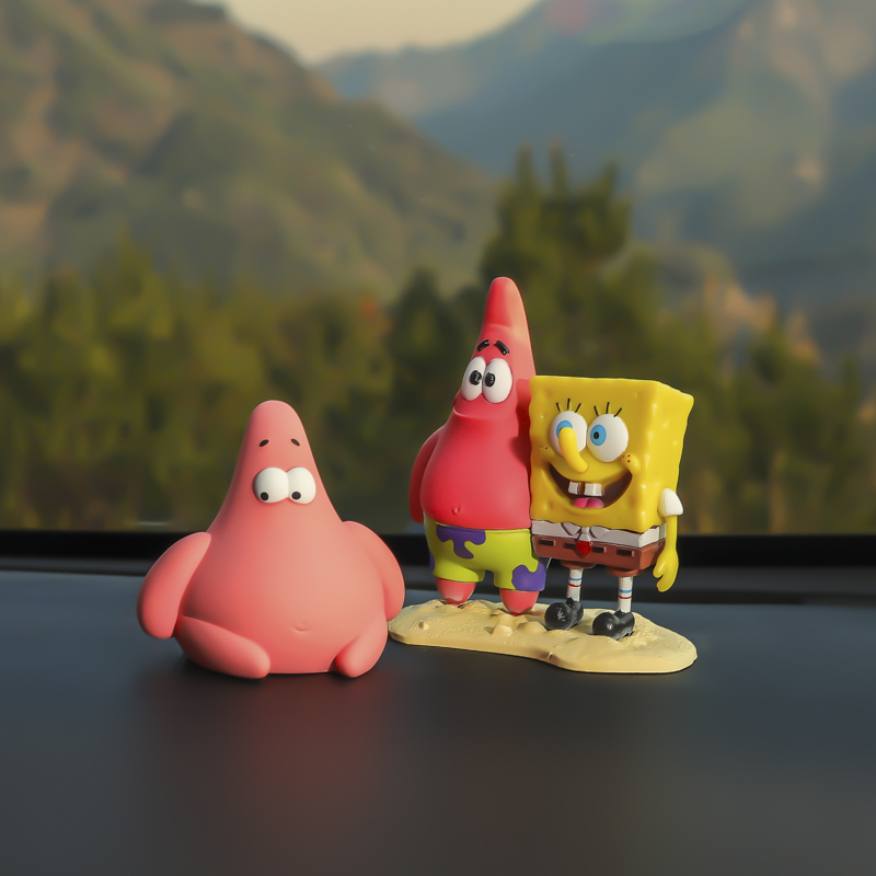 海绵宝宝车载摆件可爱派大星卡通公仔女生高档汽车装饰中控台男士