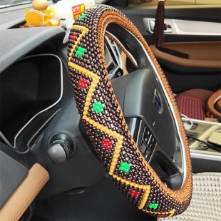 四季 通用手工编织方向盘套 CS75起亚K2 木珠汽车把套长安逸动CS35