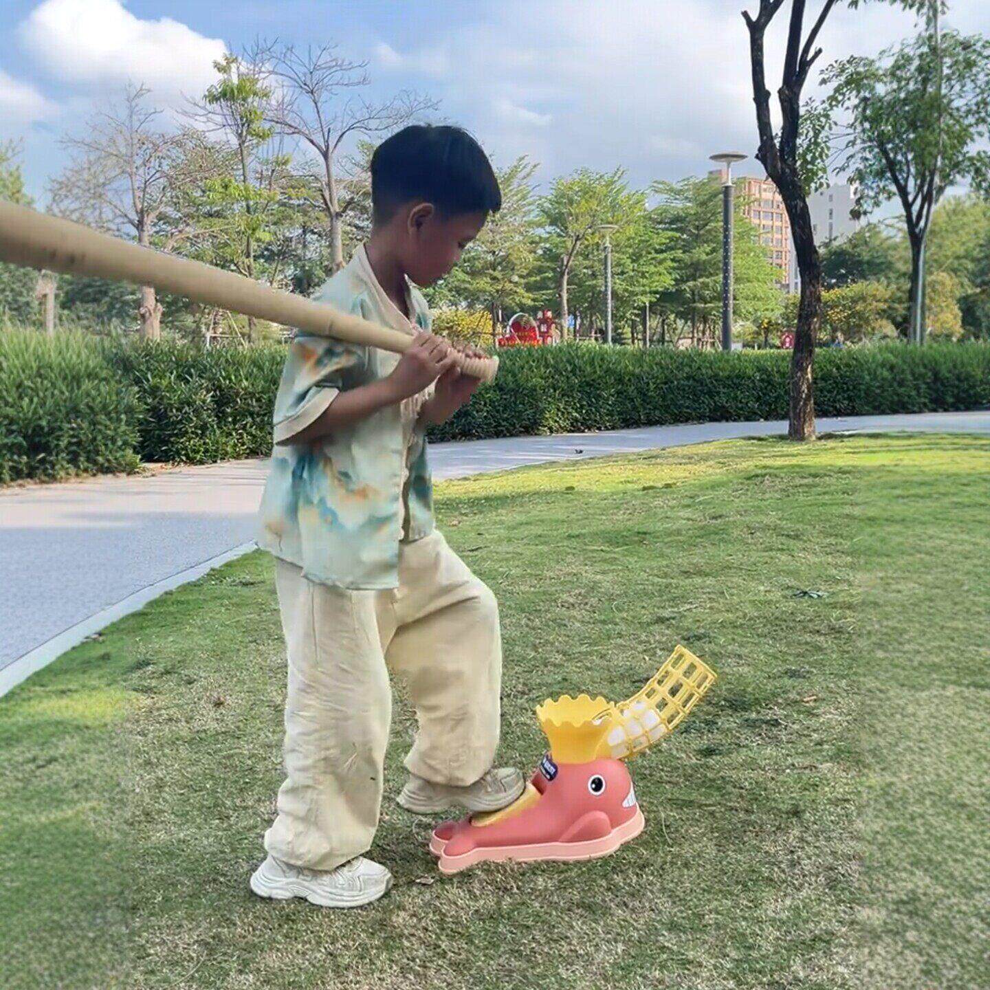 棒球玩具自动弹射发球机脚踩棒球发射器户外健身运动训练套装