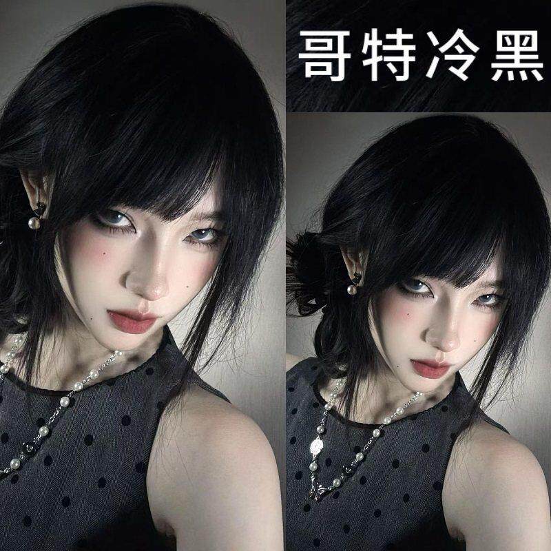 哥特冷黑色染发剂植物天然无刺激纯正品牌自己在家染发膏女泡泡沫