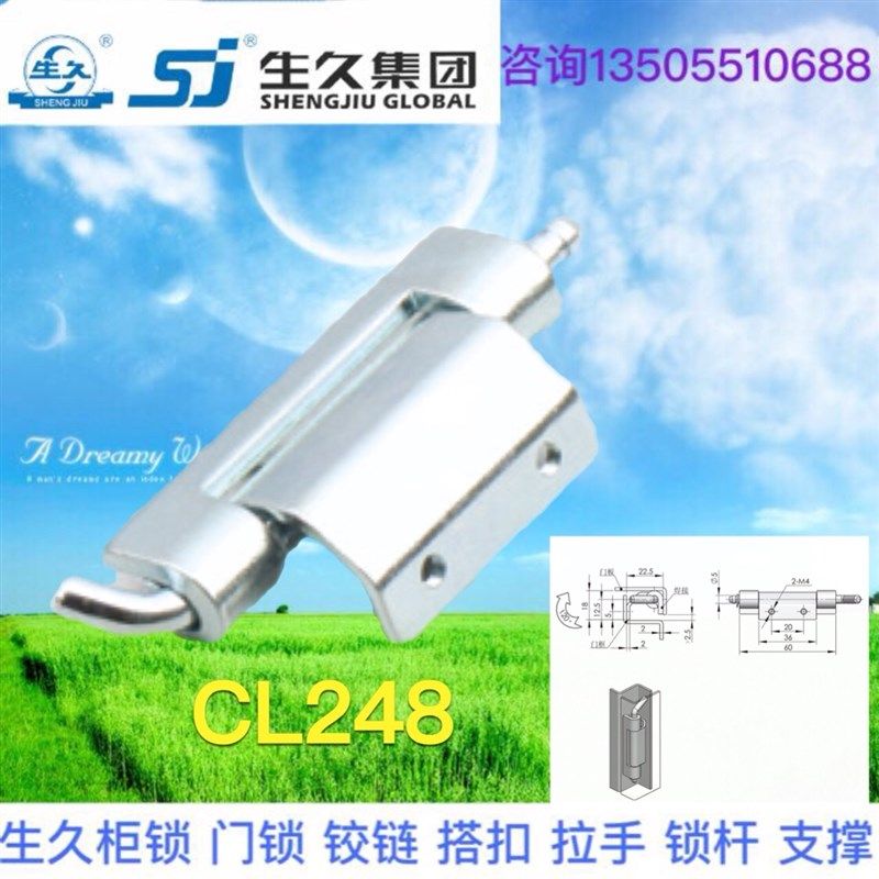 生久柜锁不锈钢铁铰链平板焊接式CL248铰链 弹簧插销转轴