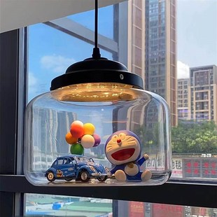 diy玄关吊灯儿童房手工造景玻璃灯卧室公仔娃娃展示氛围感装饰灯