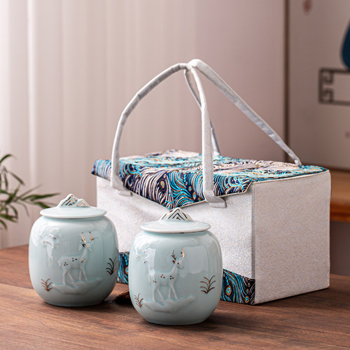 高档布包礼盒茶叶罐包装空盒通用大号红茶绿茶白茶龙井密封罐定制