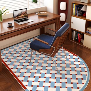 蓝色格子包豪斯地垫2025新款转椅垫书房静音椅子垫滑轮拱形地毯垫