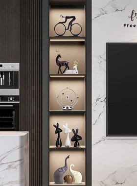 德国高档客厅艺术摆件高级感小众玄关玻璃展示酒柜子电视柜装饰品