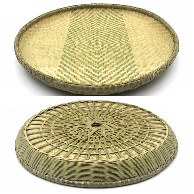 精品竹编簸箕家用晾晒纯手工无孔底部全加固竹制品大号簸箕装饰匾