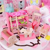 正品 可爱木质宝宝彷家你真迷场模型扮家酒玩具娃景娃屋家俱桌面摆