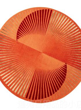 正品风周末橙色无障碍豪华格地毯形渐变条/纹客厅卧室床边圆地垫