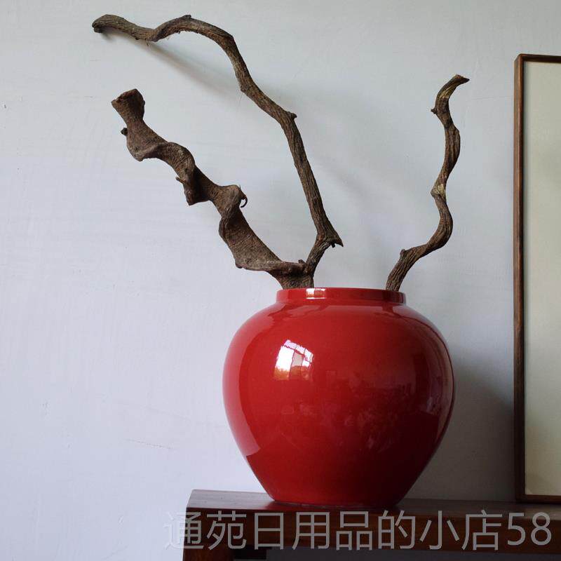 正品粗陶罐客厅玄子摆件枝坛中式干花花器大号落地花瓶关装饰禅意