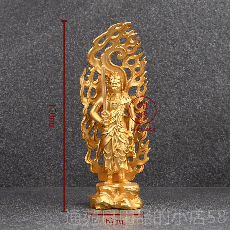 正品日本高冈铜秀作镀金 不云动明王生肖器鸡年生人 本命佛佛像佛