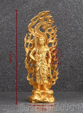 正品日本高冈铜秀作镀金 不云动明王生肖器鸡年生人 本命佛佛像佛
