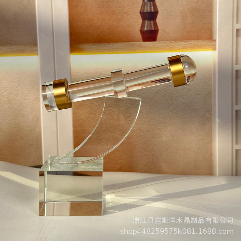 立式单筒望远镜水晶摆件工艺品