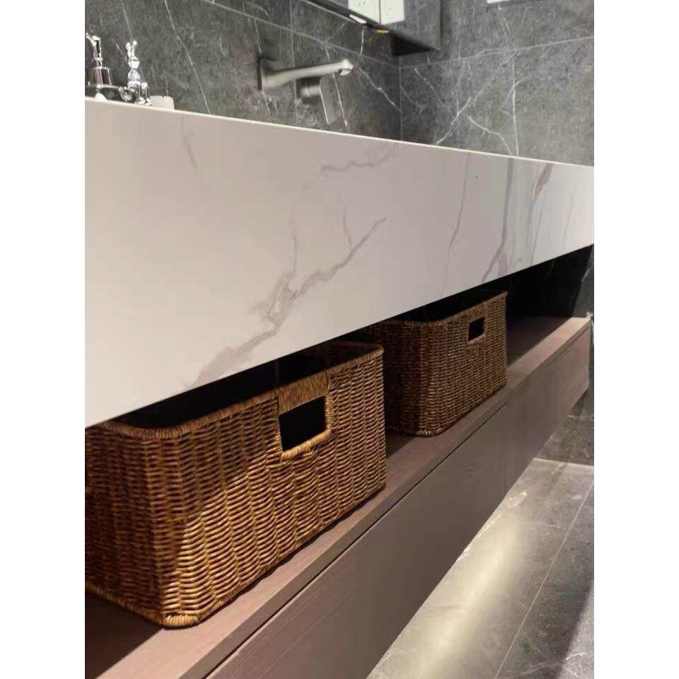 浴室ltao6680柜下编织收纳筐生卫间纳盒收仿藤编篮子置物厕所杂物