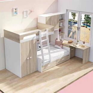 儿童多功能上下平行交错床带衣柜子低母床高床小K0HOJ3JZ户型组合