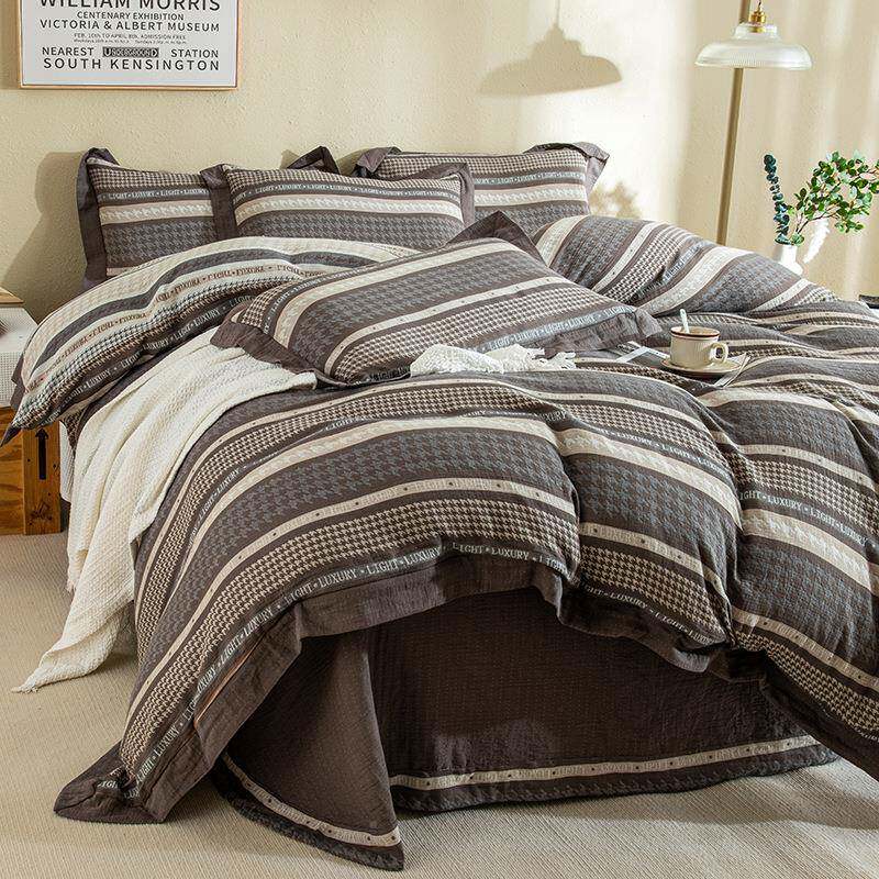 A类大提双层纱床上件套100轻感床F-JJYS10品四被奢套床花单母婴级