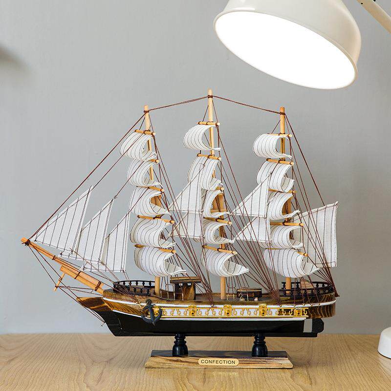 木质船模型摆件地中002海客家居装饰品帆帆风顺一小工艺厅船木工