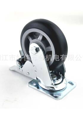 工6X2TPR弧1R50厂X50mm静弧面黑色TP音双刹脚轮