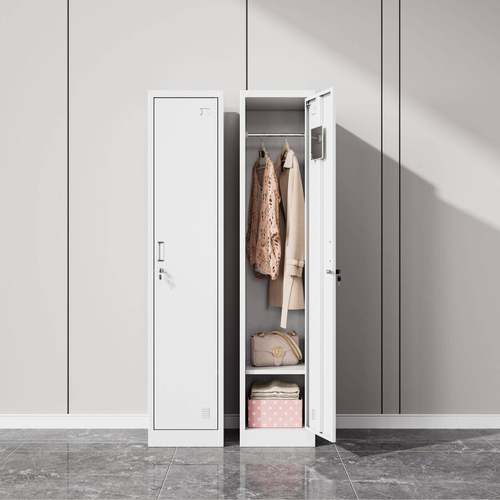 单室更衣门柜铁皮柜锁员工柜DMG-3健身房带浴室储物柜钢制简易办