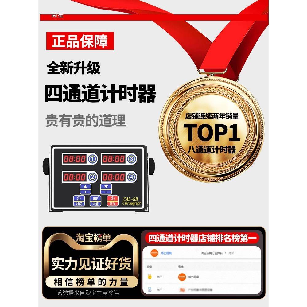 计时器商用八四通道厨提声醒113器倒房记时多4道8大定音做饭时器