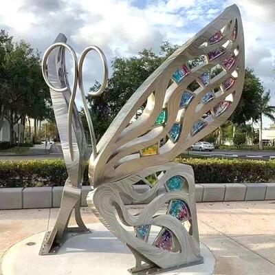 户外雕发光灯七彩变色蝴蝶动ASL22090装置感应景塑商业广场公园观