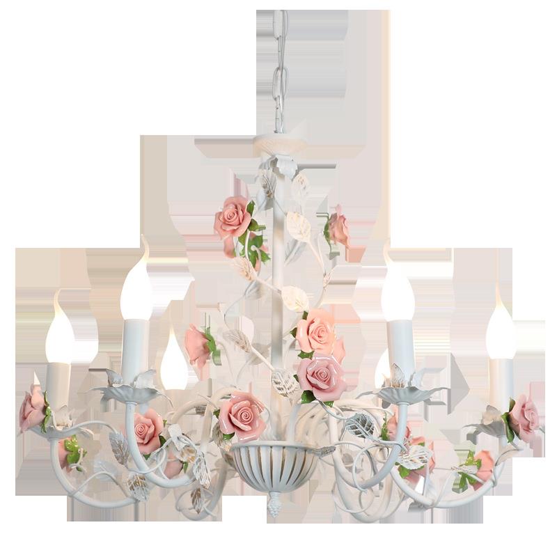 田园室吊灯法式客厅儿房铁艺花草温美馨式853复古公主风卧清童新