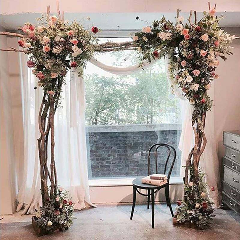 森系婚庆拱门花架实木树花艺道户枝外具布置木架开业宾迎F755H879