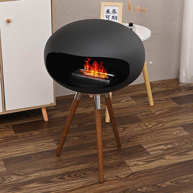 高精脚壁立地式高脚壁炉壁酒炉火盆室内装饰真火炉户炉取暖