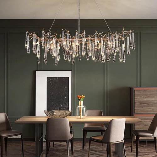 餐厅吊树法式后现代全26铜枝大气墅轻奢高别档水晶灯前台长形吧台