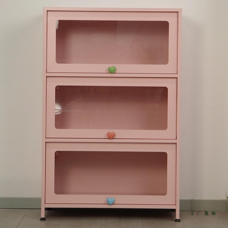 制彩色书柜带璃F98568M8门柜家用痛客厅落地多层展示柜卧钢室储物