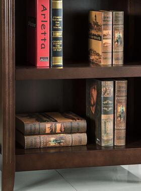 美式实木书架书柜简置物架式简约代组合易储VGJ物收纳柜欧书现橱