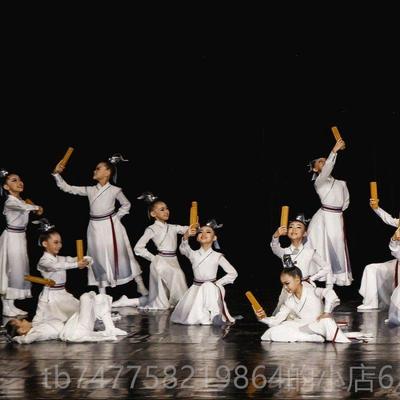正品年儿童中国统校传服壮志青典年舞蹈表少演服装男女风格古汉代