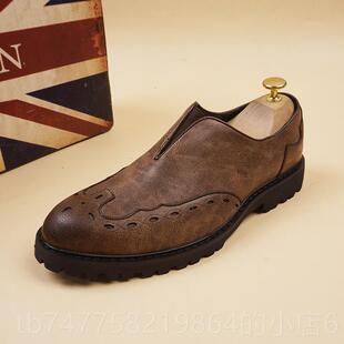 正品春季新品韩尖潮头皮鞋版子男士流商务休闲内增高男真鞋发型师