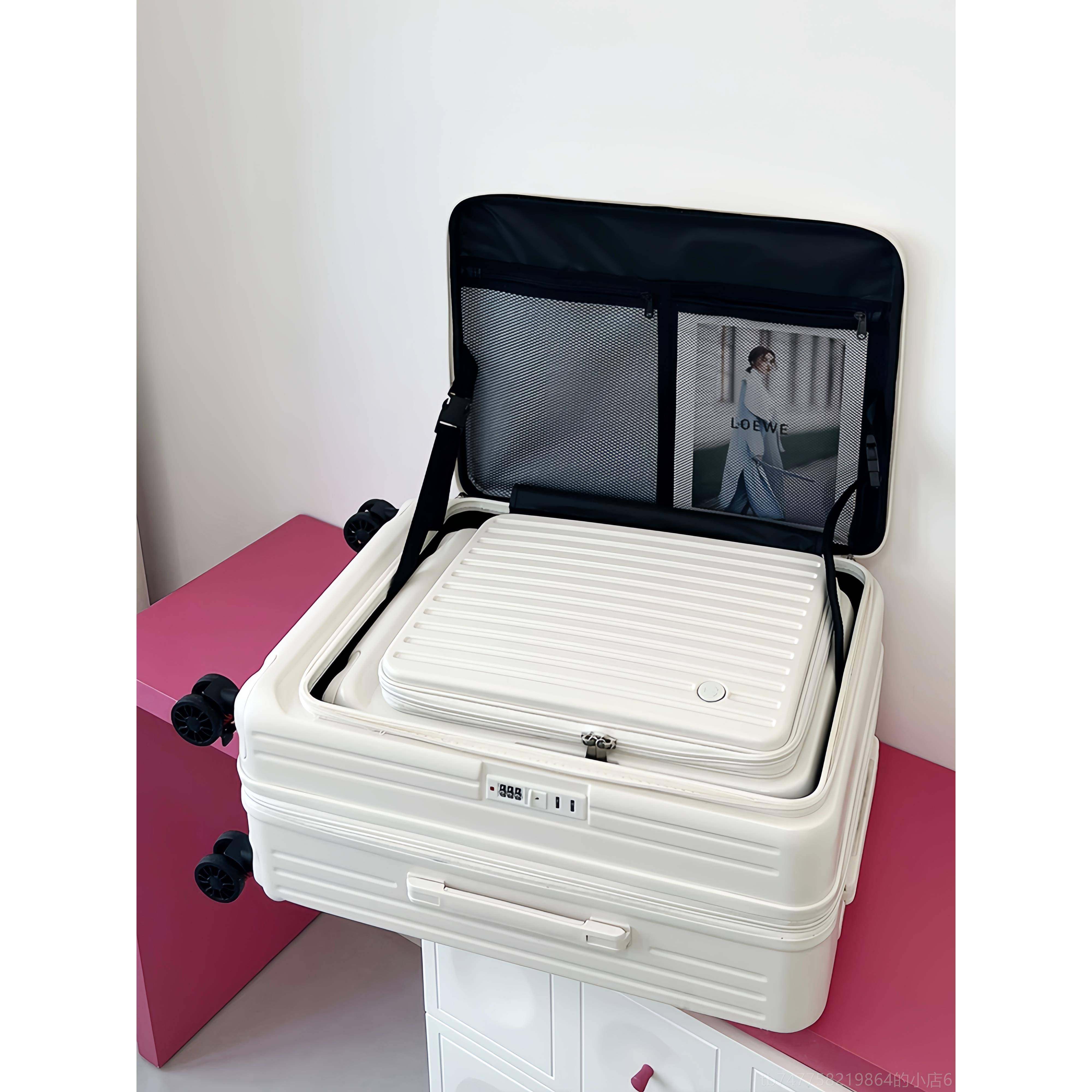 正品侧开口超大容扩量翻盖行李箱可展2寸登机箱0箱静音拉杆女PC旅