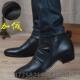 正品 潮流子皮高靴英伦风尖头士短靴内增高中筒男靴马丁靴筒 男韩版